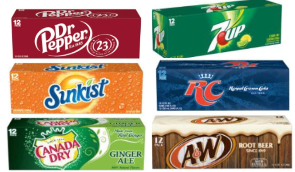 4.33 Dr Pepper* Sunkist, Canada Dry RC* Cola. 7UP* or A&W* 12 pk