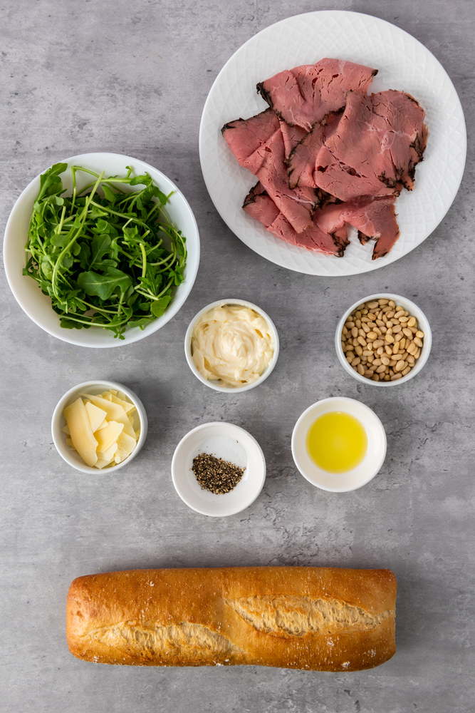 ingredients for Truffle-Mayo Roast Beef Sandwich Recipe Truffle-Mayo Roast Beef Sandwich Recipe