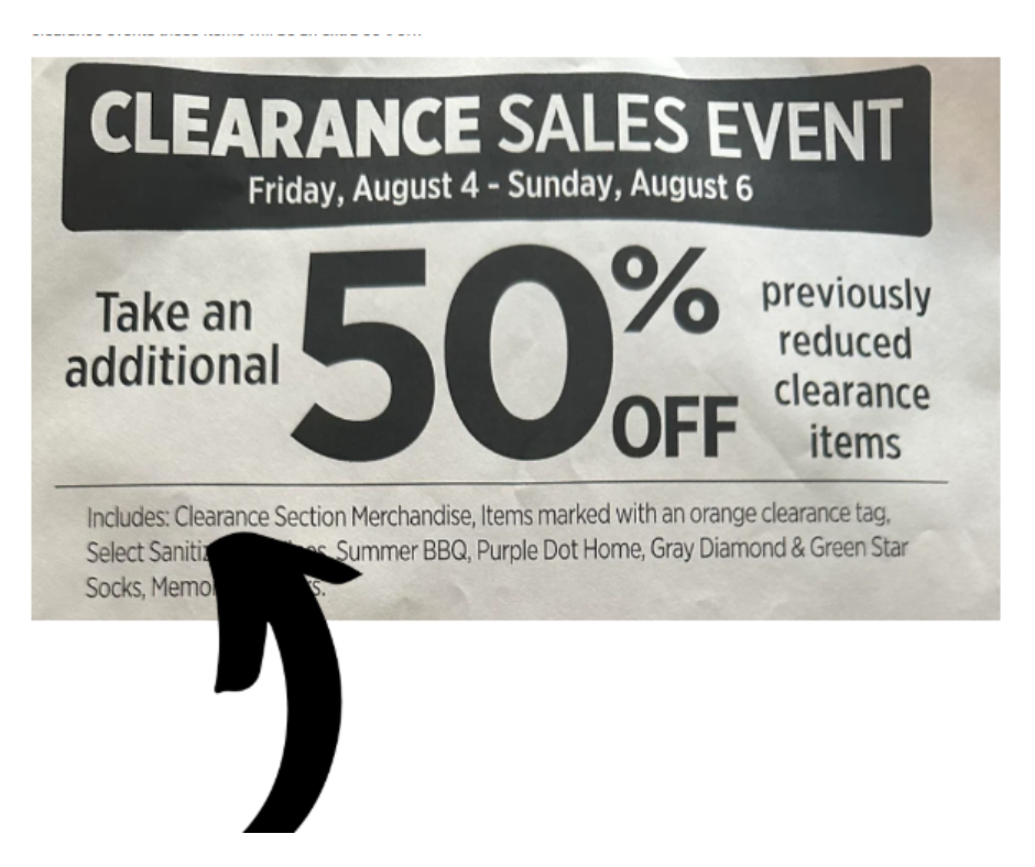 Dollar general clearance event