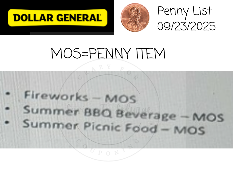 Dollar General Penny List Tuesday, September 23, 2025