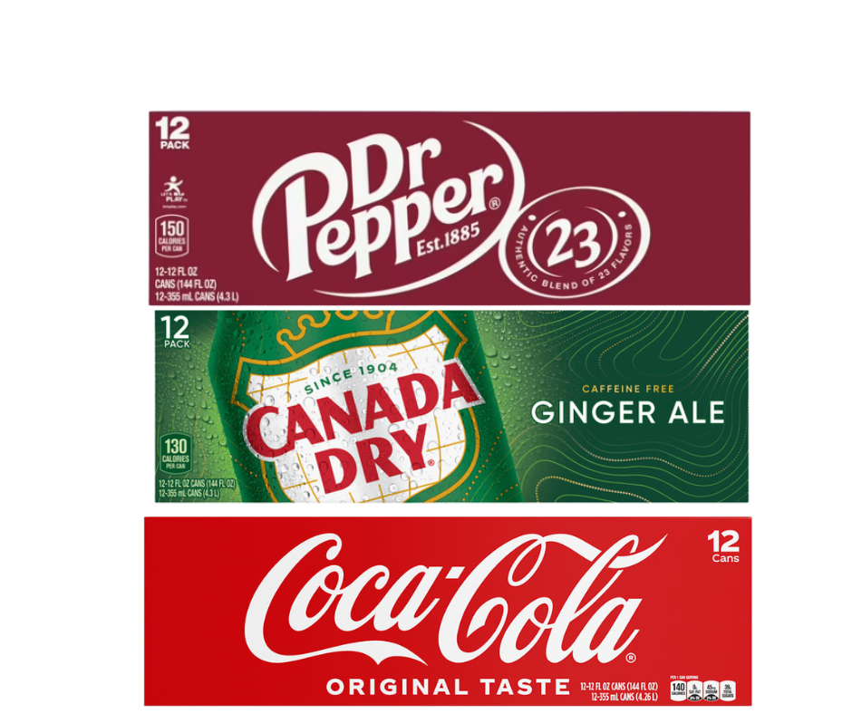 Coca-Cola, Canada Dry, or Dr Pepper 12-Pack Cans